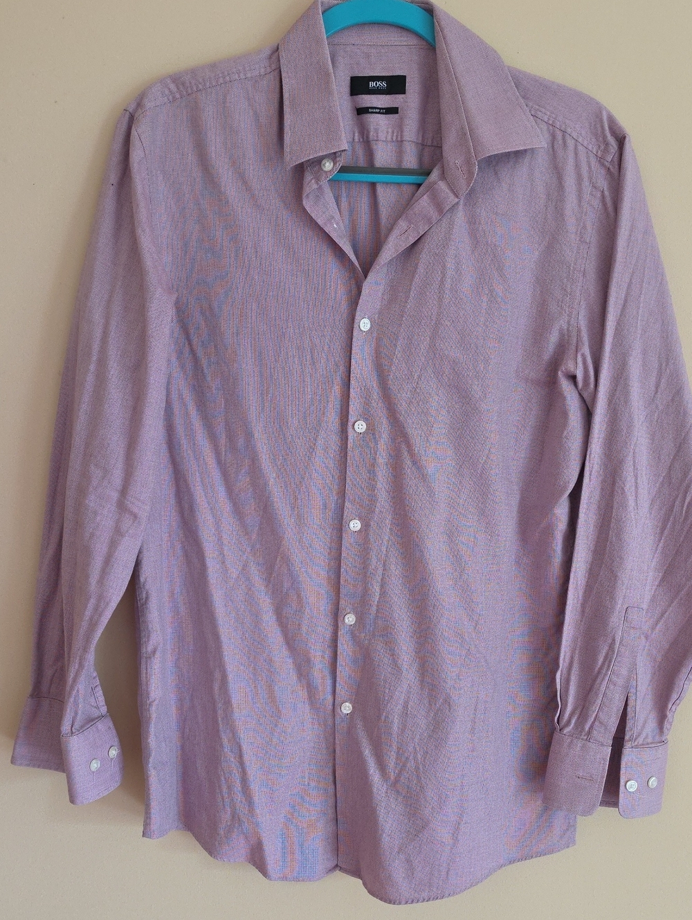 BOSS Men's Lavender Button-Front Dress Shirt